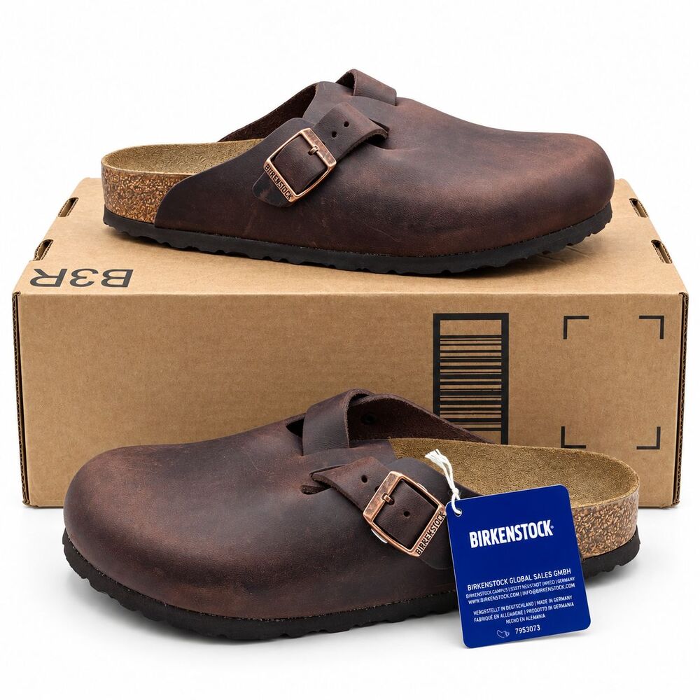 Birkenstock Boston Womens 9 Mens 7 EU40 Habana Oiled Leather Clogs Regular Wide